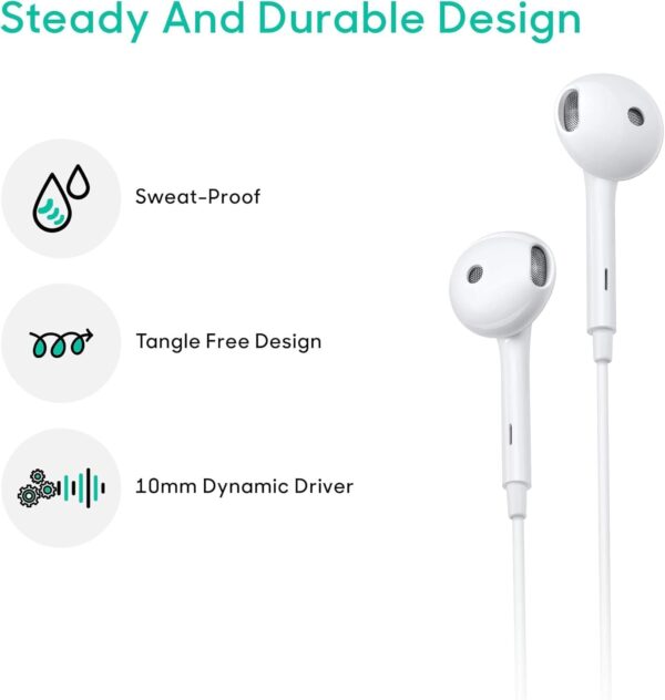 Bluetooth Earphones with Mic, Wireless Headphones, Wireless Earbuds Running Headphones Noise lsolating Headset, Compatible With Phone, Pad, Smartphones, Laptops (White)