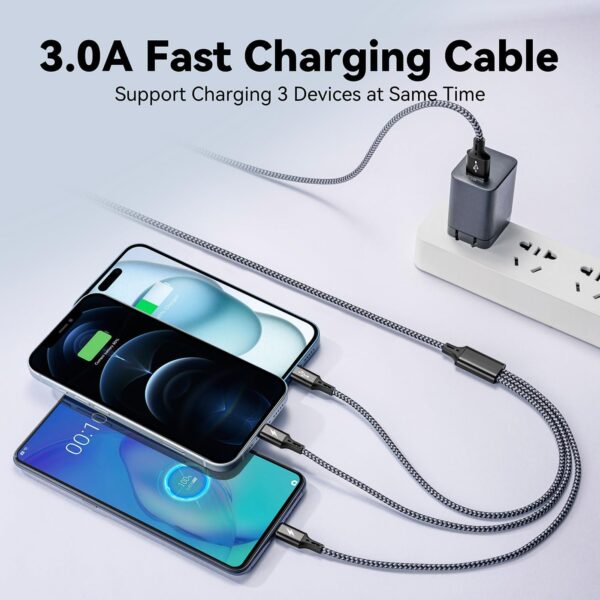 Universal 3 in 1 Multi USB Cable Fast Charger For IOS, Type-C - Image 2