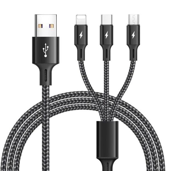 Universal 3 in 1 Multi USB Cable Fast Charger For IOS, Type-C