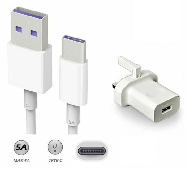 Huawei P30 P20 Lite-Pro Type C Cable & Fast ChargerHuawei P30/P20 Lite-Pro Type-C Cable & 20W Fast Charger – PD & QC 3.0 Quick Charge - Image 2