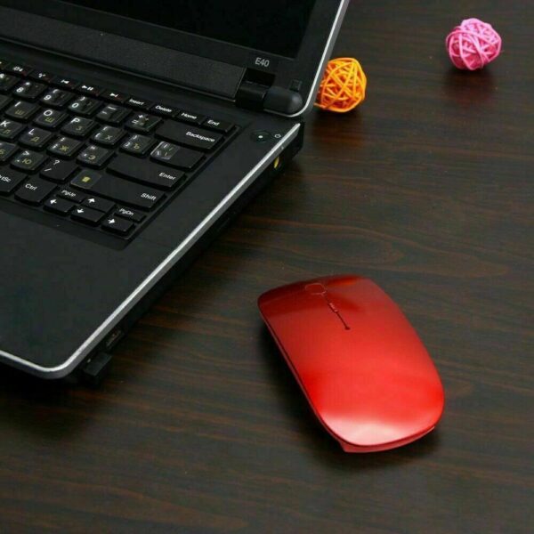 2.4GHz Wireless Optical Mouse – Ergonomic Cordless Red Mouse for PC & Laptop