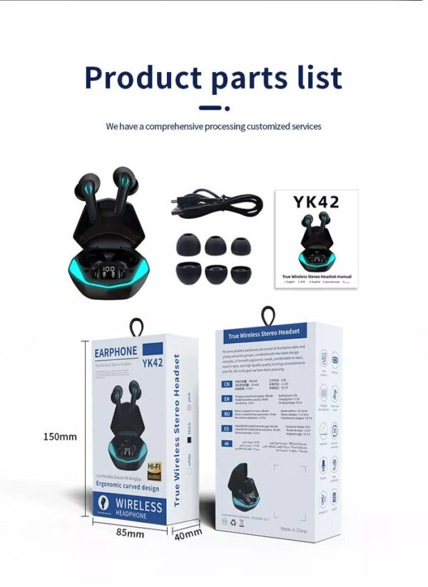 Wireless Bluetooth YK42 Gaming Earbuds – Low Latency TWS Headphones with HD Stereo Sound & Noise Isolation - Image 5