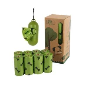 Dog Poop Bag Set showing the dispenser and 8 rolls of bags-sellertree-uk
