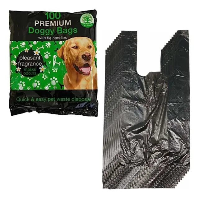 Doggy Poo Bags being tied securely after collecting pet waste-sellertree-uk