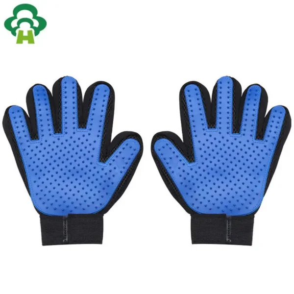 Pet Grooming Deshedding Glove removing loose fur from a dog and cat effectively