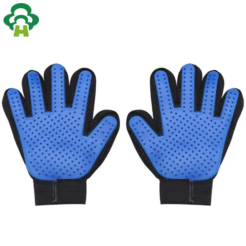 Pet Grooming Deshedding Glove removing loose fur from a dog and cat effectively