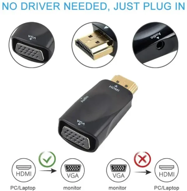 HDMI to VGA connector with sound