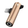 Lightning Audio and Charging Adapter in golden color