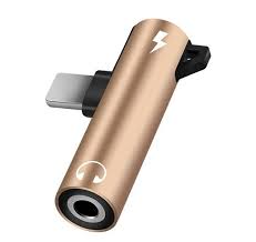 Lightning Audio and Charging Adapter in golden color