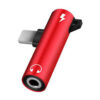 Lightning Audio and Charging Adapter in red color