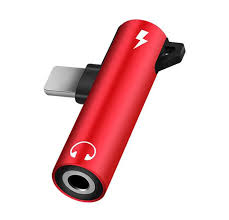 Lightning Audio and Charging Adapter in red color