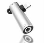 Lightning Audio and Charging Adapter in silver color