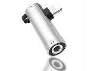 Lightning Audio and Charging Adapter in silver color