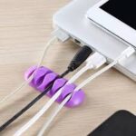 Silicone Cable Management Clips in purple color