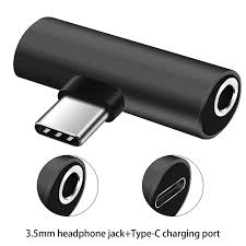 USB-C Headphone and Charging Adapter in black color