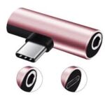 USB-C Headphone and Charging Adapter in rose rose gold color