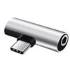 USB-C Headphone and Charging Adapter in silver color
