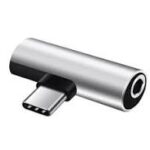 USB-C Headphone and Charging Adapter in silver color