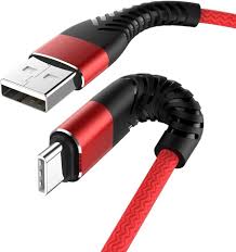 braided iphone fast charging cable in red color