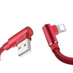 hitage right angle lightning cable in red color