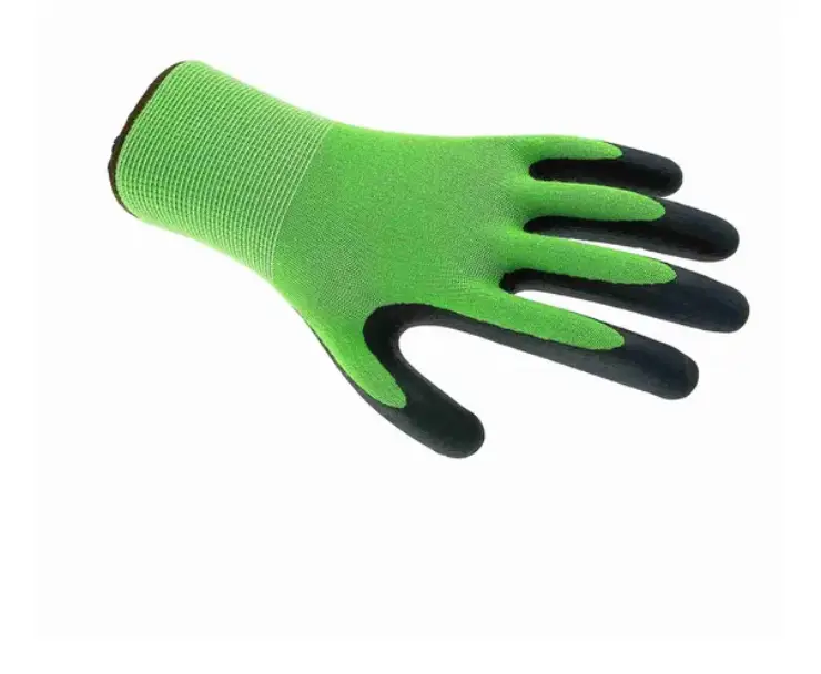foam green work gloves