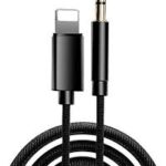 lightning to 3.5mm aux cable in black color