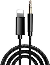 lightning to 3.5mm aux cable in black color