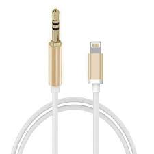 lightning to 3.5mm aux cable in golden color