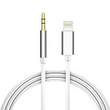 lightning to 3.5mm aux cablein silver color