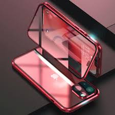 magnetic anti peeping iphone case in red color