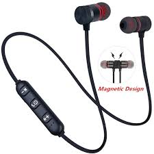 magnetic bluetooth sports earphones in black color