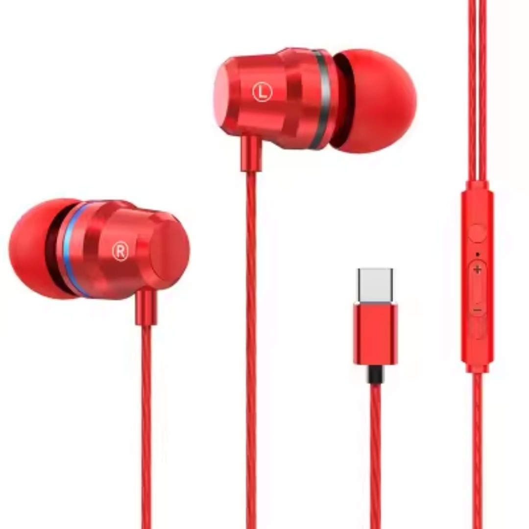 type c metal earphones