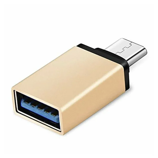 type c otg adapter in golden color